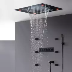 Ensemble de douche encastré or avec tête de douche fixation murale -  Collection Line - Stellameubles