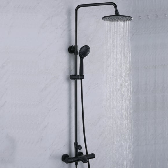 Colonne de douche thermostatique noir mat, colonne de douche noir